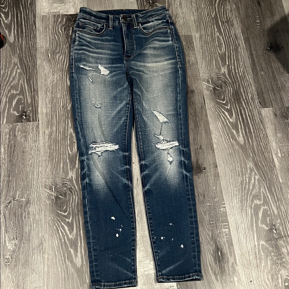 BKE Distressed Dark Blue Skinny Jeans